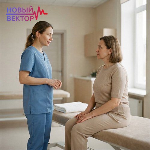Пациентка беседует с медицинским специалистом перед процедурой кодирования от алкоголизма уколом